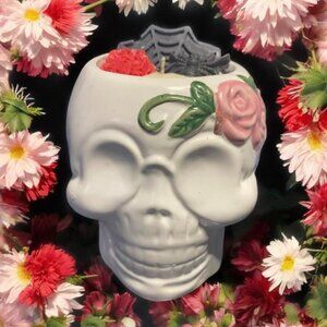 Hand Crafted Skull & Spider Candle